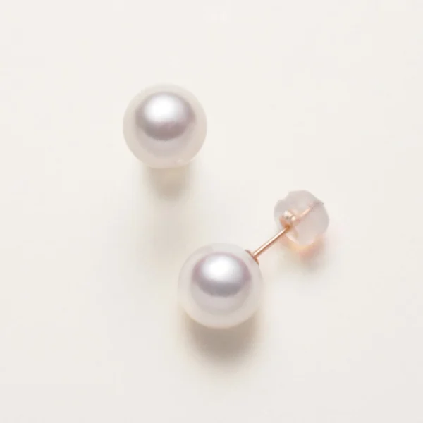 あこや真珠ピンク系 K18スタッドピアス K18PGあこや真珠8-8.5mmスタッドピアス | Flowery Loofha
